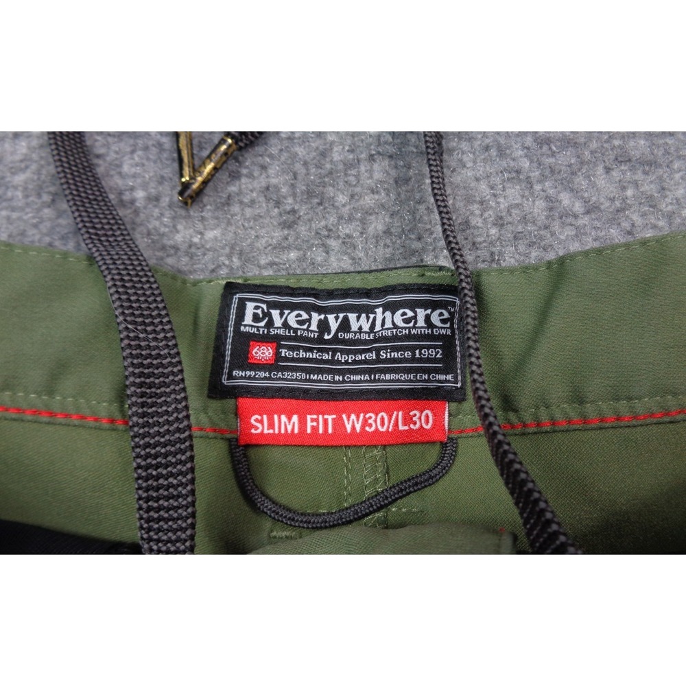 686 Everywhere Pants Men 30x30 Green Slim Fit Straight Drawstring Outdoor Travel - Picture 8 of 12